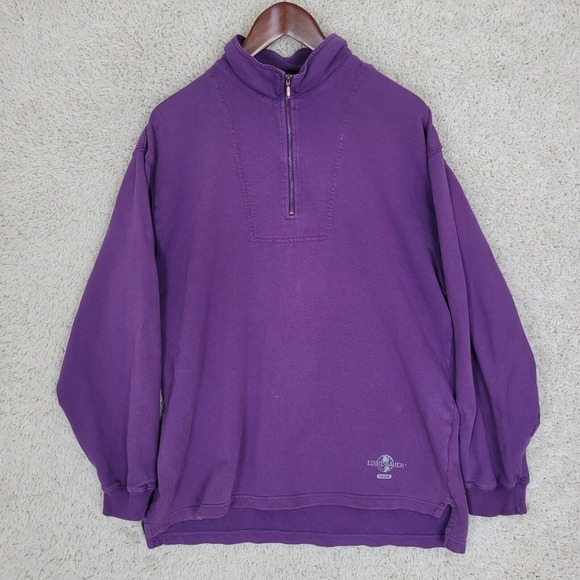 Eddie Bauer EBTEK Pullover 1/4‎ Zip Shirt Adult S Small Purple Plumb Y2K VTG L/S - Picture 1 of 10